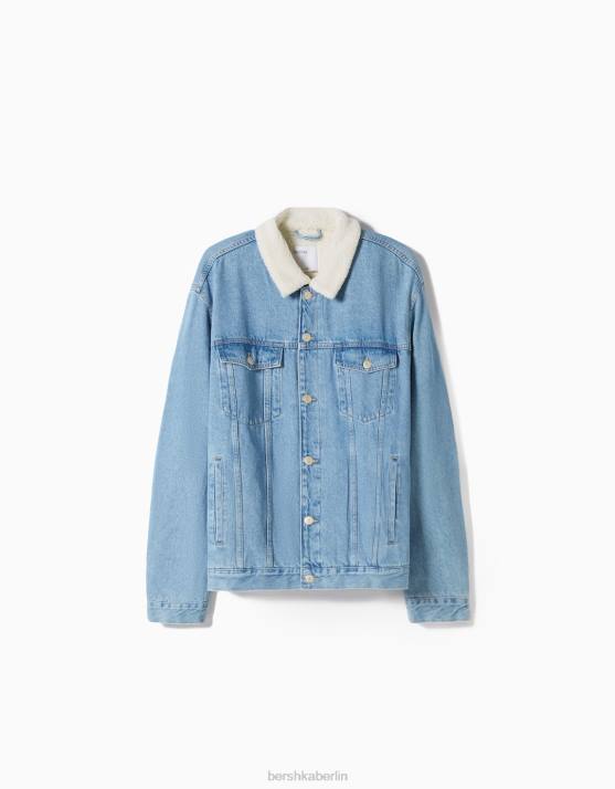 hellblau Bershka Männer Jeansjacke mit Fleecefutter H00J3102