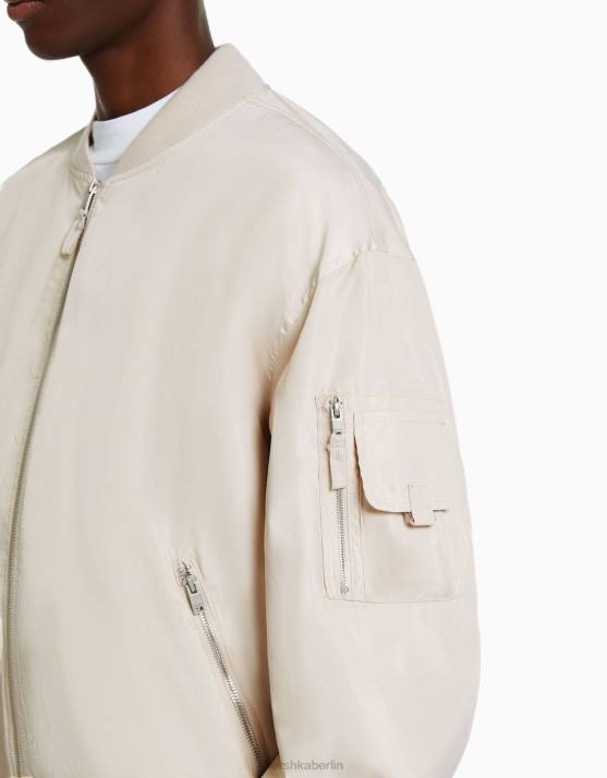 nicht-gerade weiss Bershka Männer leichte Bomberjacke H00J3052