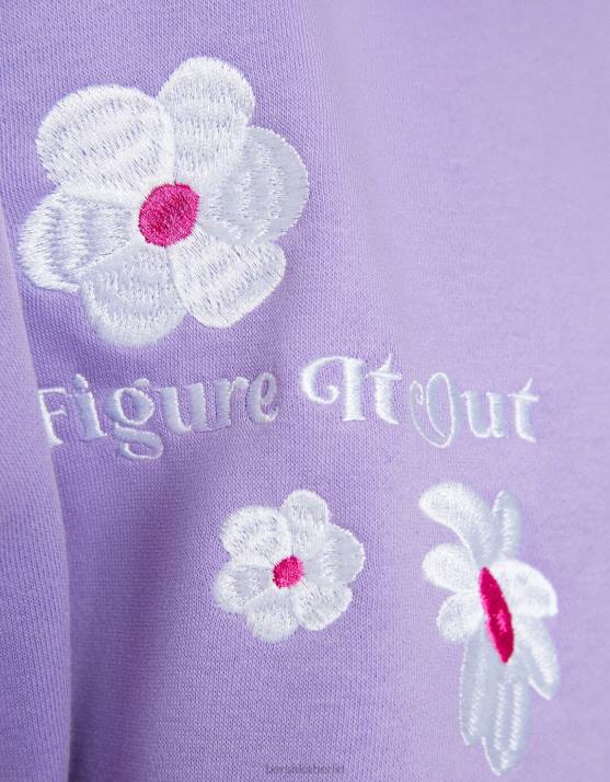 violett Bershka Männer Bomberjacke mit Blumenstickerei H00J3046