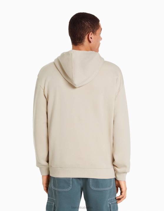 Beige Bershka Männer Übergroßer Kapuzenpullover H00J2956