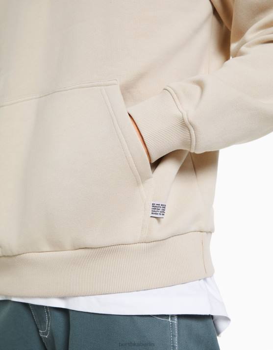 Beige Bershka Männer Übergroßer Kapuzenpullover H00J2956