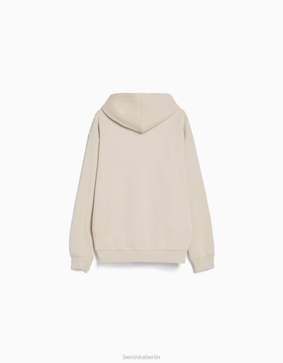 Beige Bershka Männer Übergroßer Kapuzenpullover H00J2956