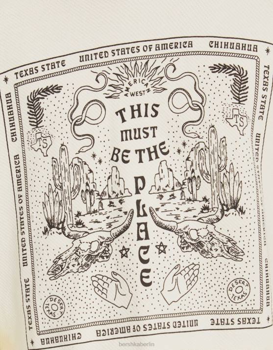 Creme Bershka Männer Bedruckter Kapuzenpullover H00J2983