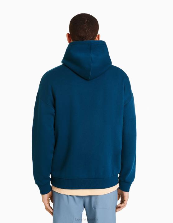 Dunkelblau Bershka Männer College-Hoodie H00J2984