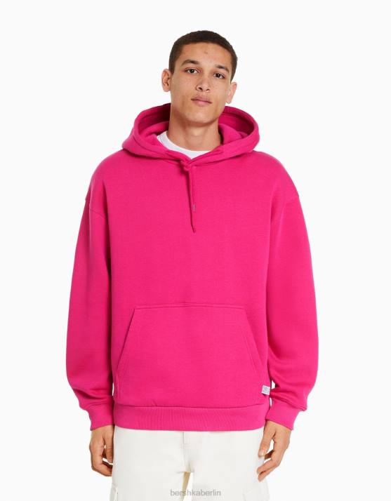 Fuchsie Bershka Männer Übergroßer Kapuzenpullover H00J2955