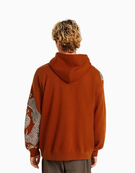 Kamel Bershka Männer Kapuzenpullover mit Tiger-Print H00J2966
