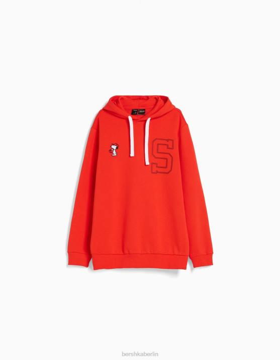 Rot Bershka Männer Kapuzenpullover mit Snoopy-Stickerei H00J2961