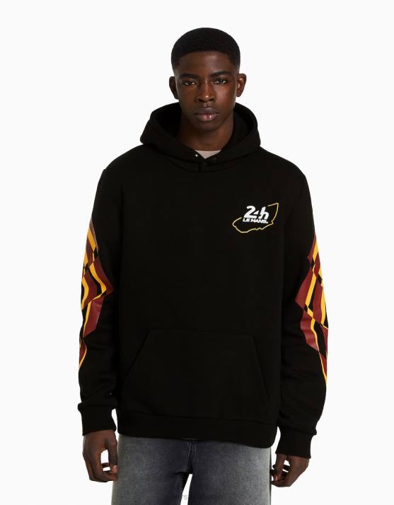 Schwarz Bershka Männer 24-Stunden-Hoodie H00J2963