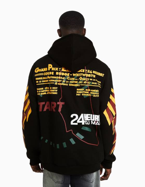 Schwarz Bershka Männer 24-Stunden-Hoodie H00J2963