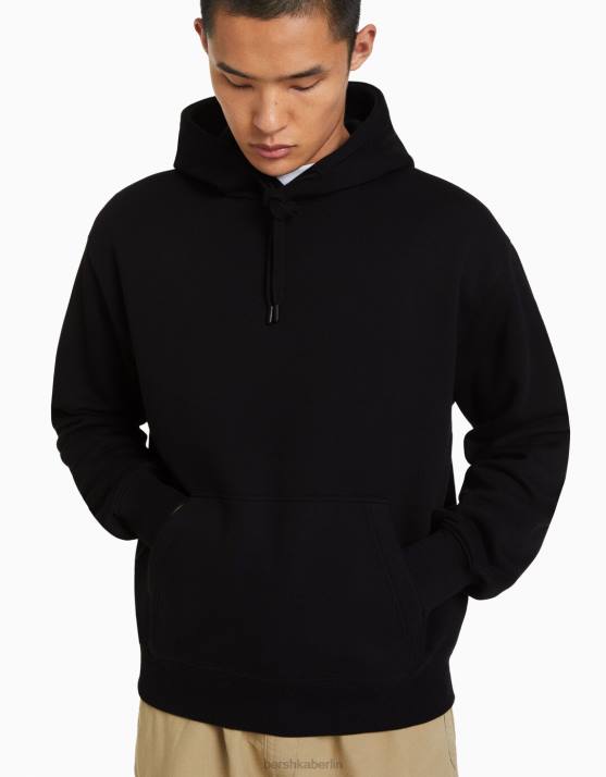 Schwarz Bershka Männer Kapuzenpullover H00J2977