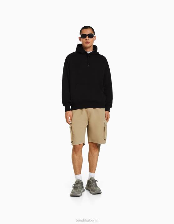 Schwarz Bershka Männer Kapuzenpullover H00J2977