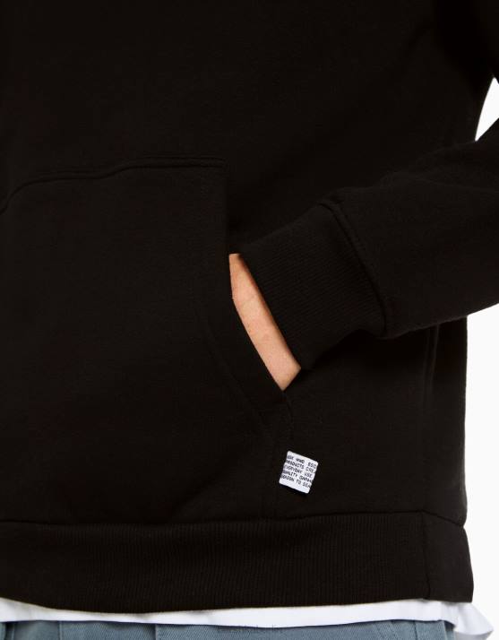 Schwarz Bershka Männer Übergroßer Kapuzenpullover H00J2952