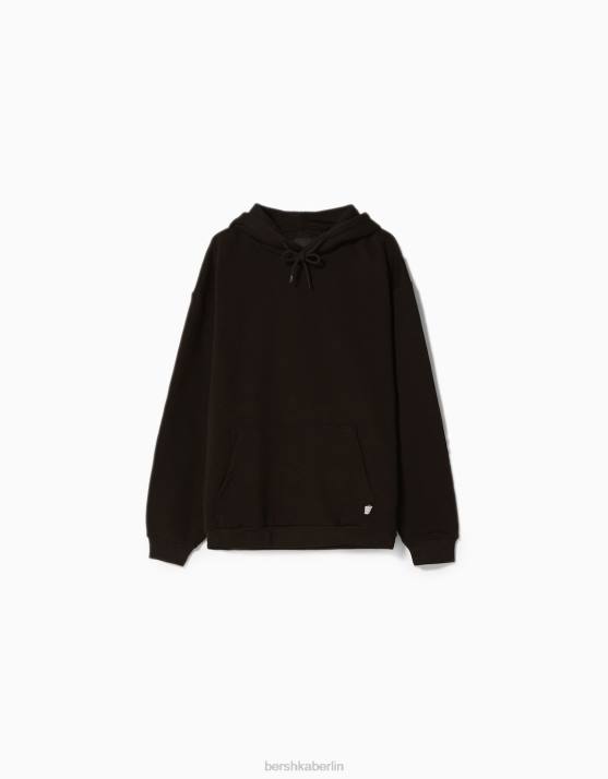 Schwarz Bershka Männer Übergroßer Kapuzenpullover H00J2952