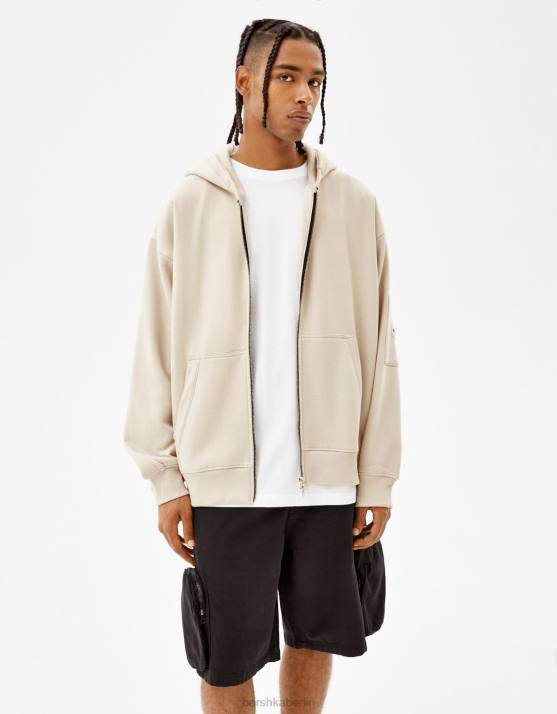 Stein Bershka Männer Kapuzenpullover mit Reißverschluss H00J2991