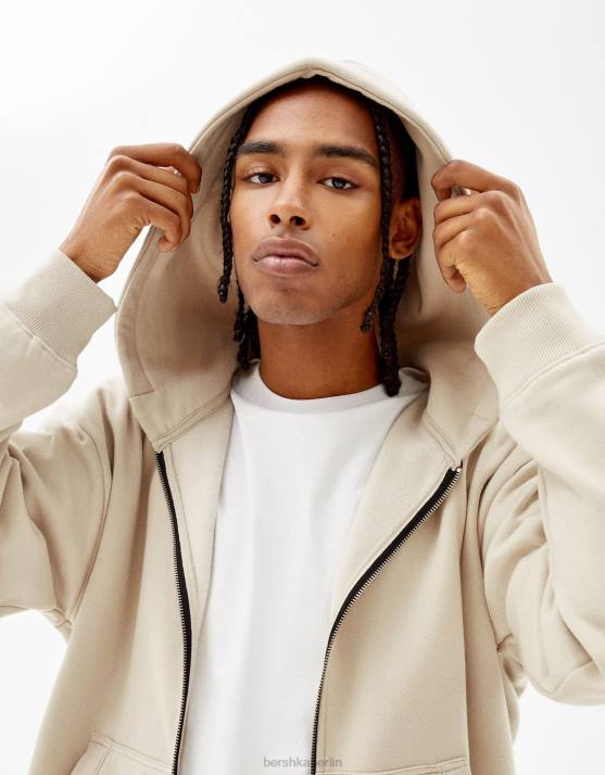 Stein Bershka Männer Kapuzenpullover mit Reißverschluss H00J2991
