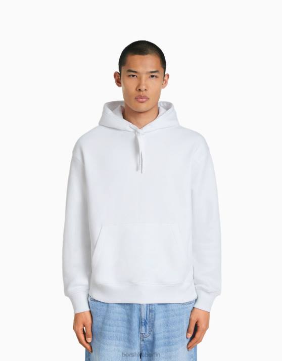 Weiss Bershka Männer Kapuzenpullover H00J3438