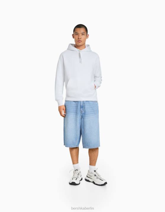Weiss Bershka Männer Kapuzenpullover H00J3438