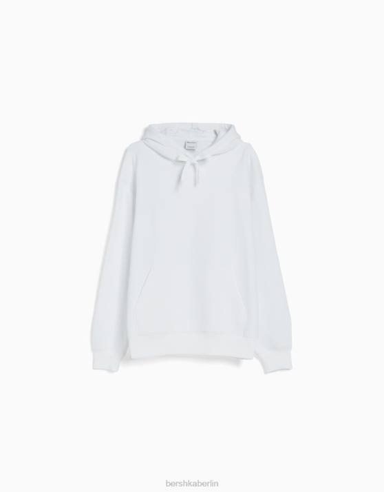 Weiss Bershka Männer Kapuzenpullover H00J3438