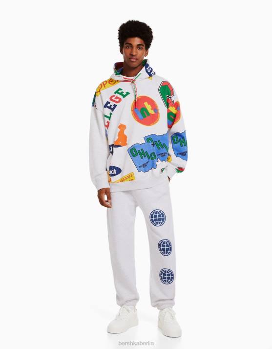 andere Bershka Männer Bedruckter Kapuzenpullover H00J2960