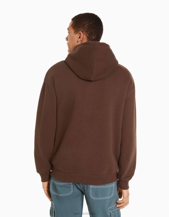 braun Bershka Männer Übergroßer Kapuzenpullover H00J2958