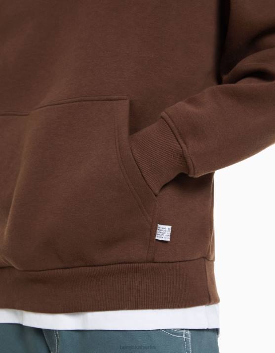 braun Bershka Männer Übergroßer Kapuzenpullover H00J2958
