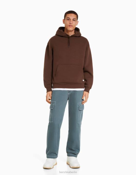 braun Bershka Männer Übergroßer Kapuzenpullover H00J2958