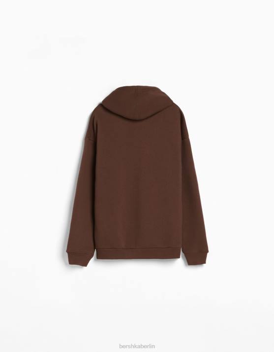 braun Bershka Männer Übergroßer Kapuzenpullover H00J2958