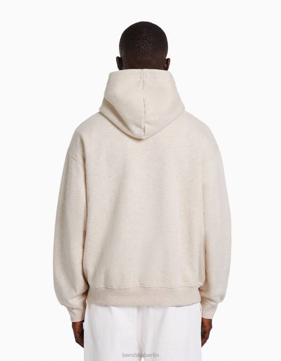 grau Bershka Männer Kastig geschnittener Kapuzenpullover H00J2968