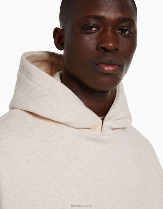 grau Bershka Männer Kastig geschnittener Kapuzenpullover H00J2968