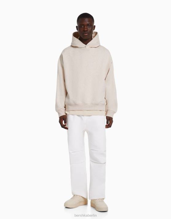 grau Bershka Männer Kastig geschnittener Kapuzenpullover H00J2968