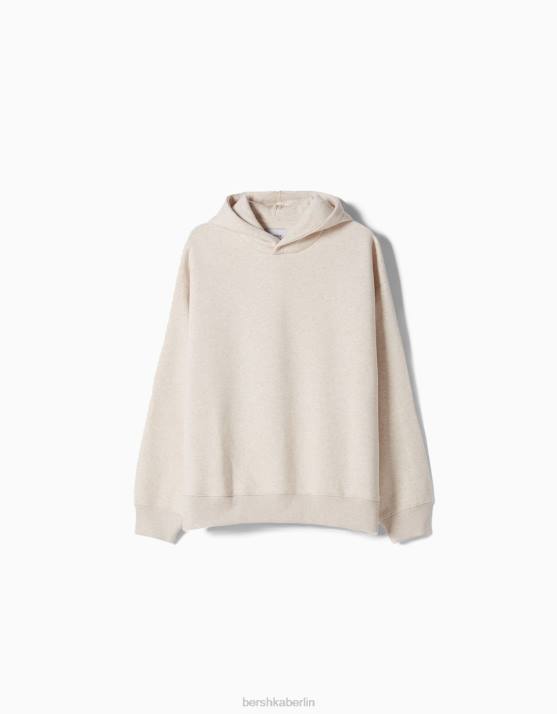 grau Bershka Männer Kastig geschnittener Kapuzenpullover H00J2968