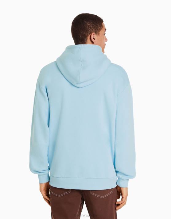 hellblau Bershka Männer Übergroßer Kapuzenpullover H00J2951