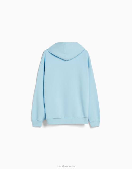 hellblau Bershka Männer Übergroßer Kapuzenpullover H00J2951