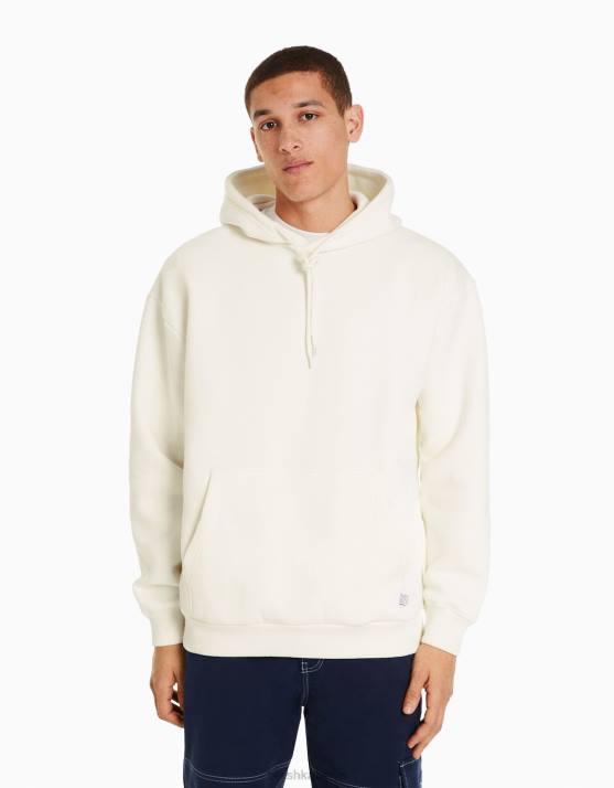 nicht-gerade weiss Bershka Männer Übergroßer Kapuzenpullover H00J2953
