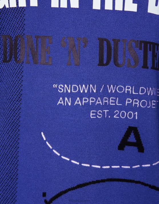 Blau Bershka Männer Langarmpullover mit Aufdruck H00J3006