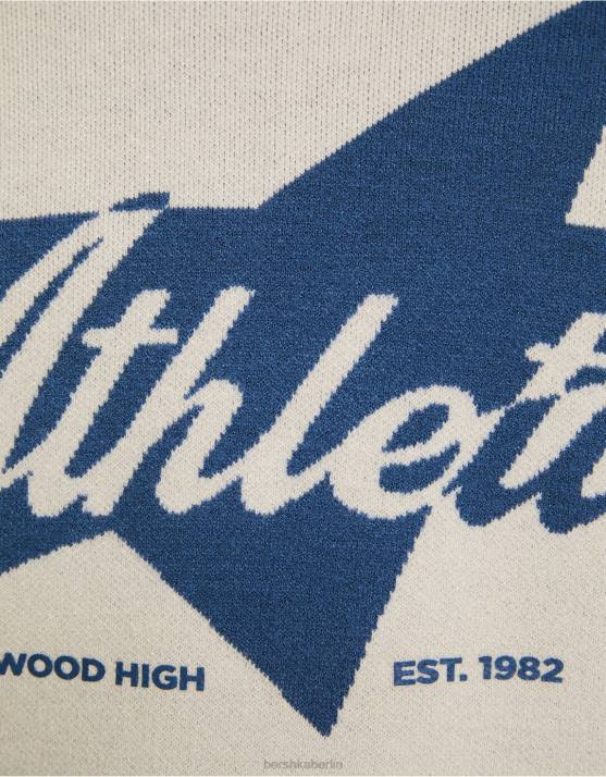 Creme Bershka Männer College-Pullover H00J3008