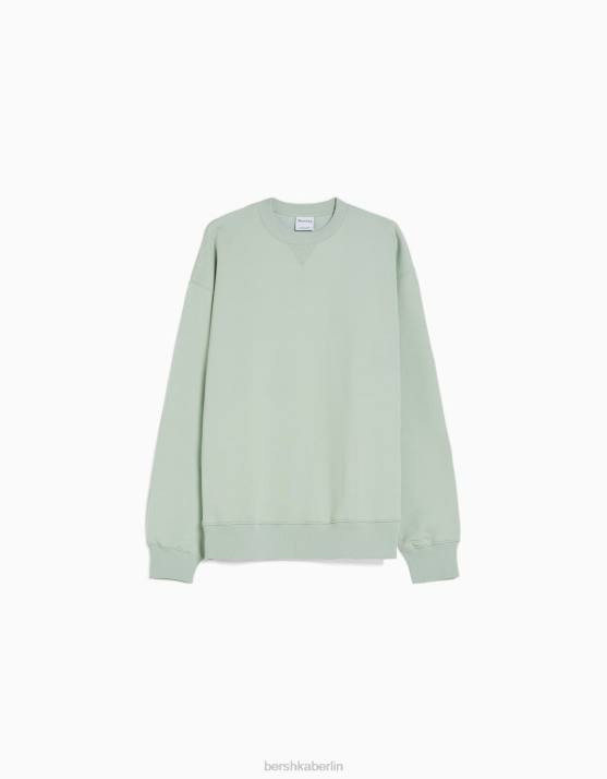 Grün Bershka Männer Pullover mit Rundhalsausschnitt H00J2948