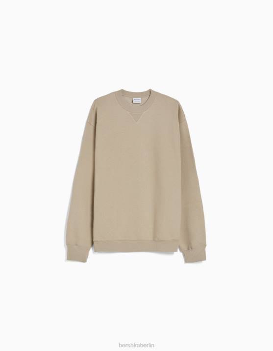 Kamel Bershka Männer Pullover mit Rundhalsausschnitt H00J2950