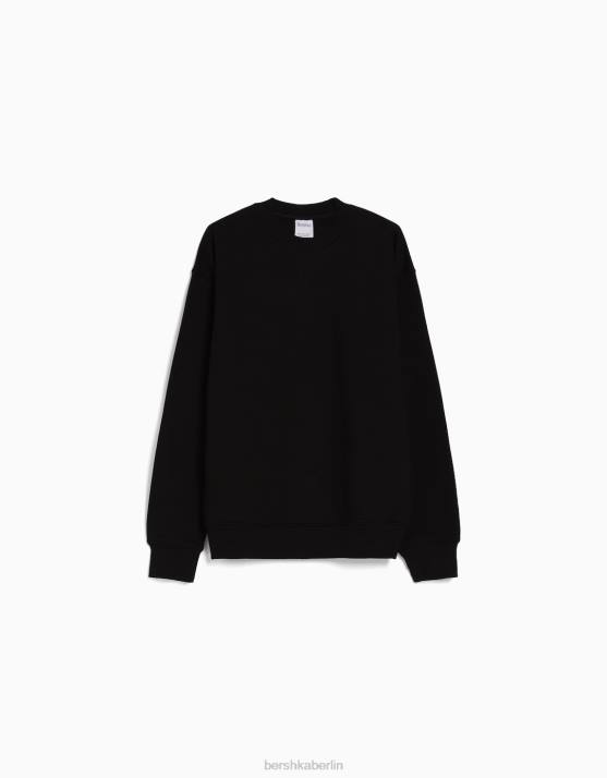 Schwarz Bershka Männer Pullover mit Rundhalsausschnitt H00J2949