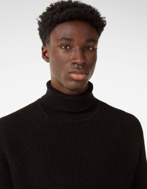 Schwarz Bershka Männer Rollkragenpulli H00J3018