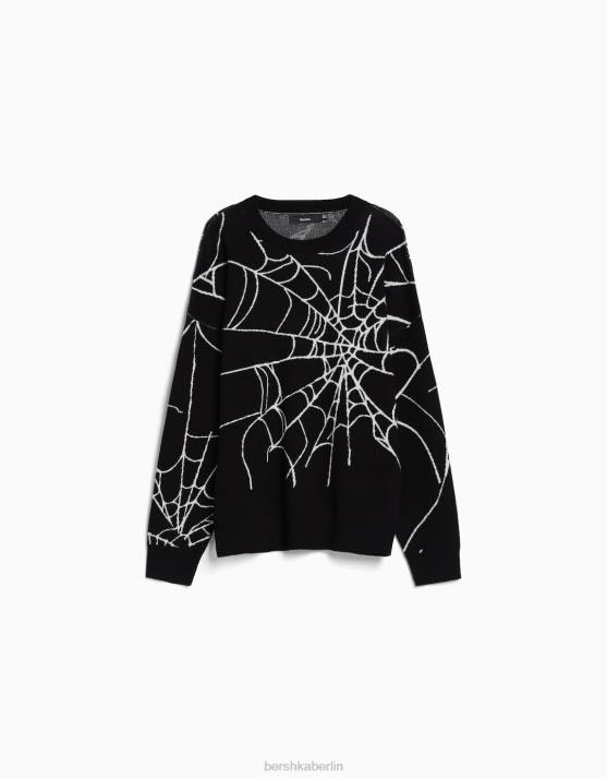 Schwarz Bershka Männer bedruckter Pullover H00J3015
