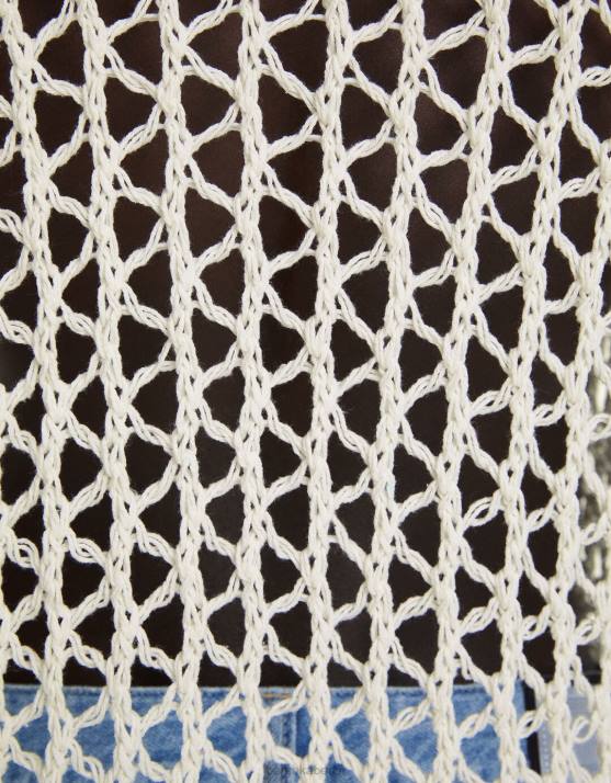 Weiss Bershka Männer Netzpullover mit Rundhalsausschnitt H00J2996