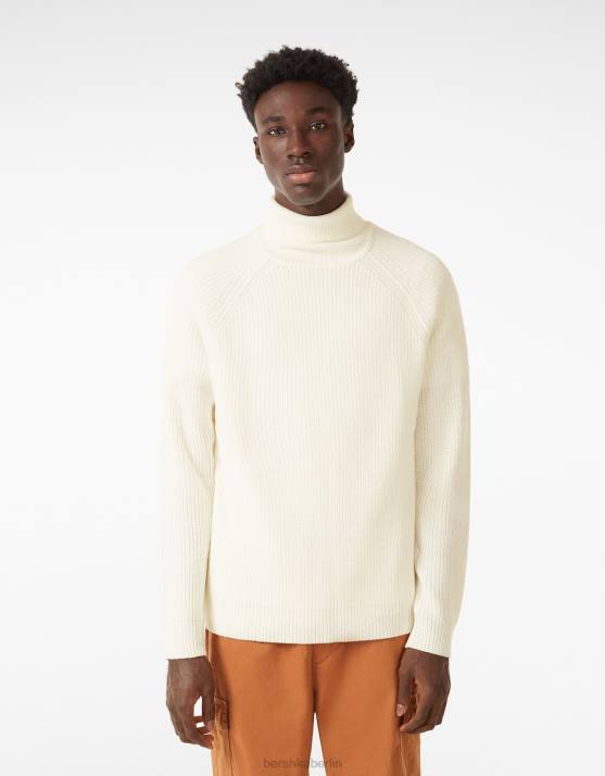 Weiss Bershka Männer Rollkragenpulli H00J3016