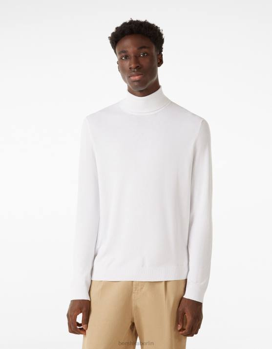 Weiss Bershka Männer Rollkragenpulli H00J3019