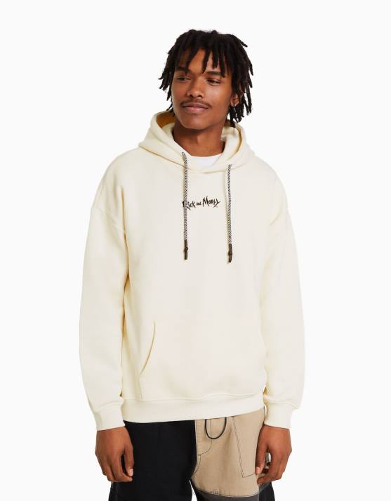 Creme Bershka Männer Sweatshirt mit Rick & Morty-Aufdruck H00J2972