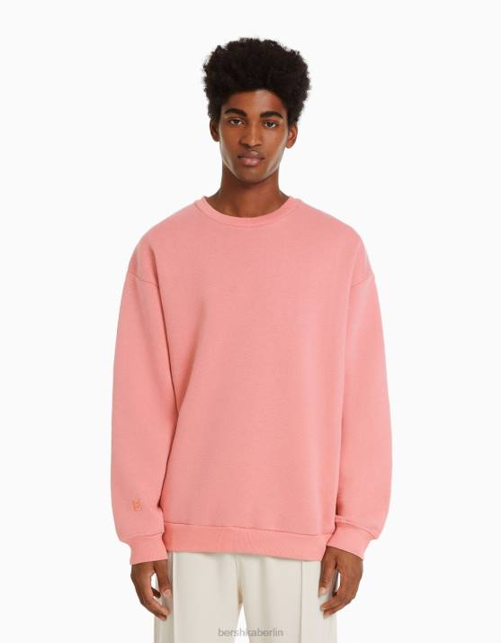 Rosa Bershka Männer Oversize-Sweatshirt mit Rundhalsausschnitt H00J2993