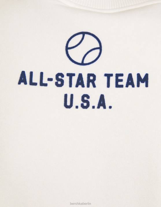 Weiss Bershka Männer Übergroßes bedrucktes Sweatshirt H00J2985