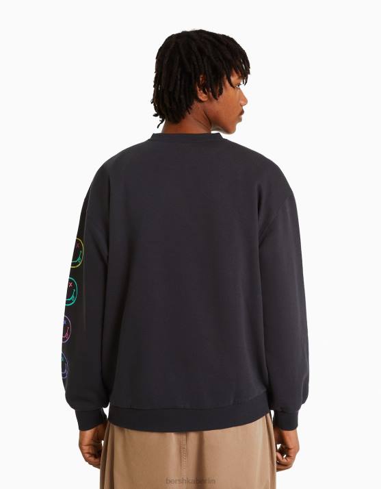 dunkelgrau Bershka Männer Sweatshirt mit Nirvana-Print H00J2974