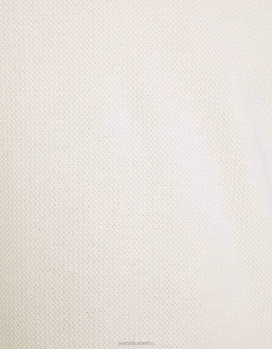 Creme Bershka Männer Strukturiertes Kurzarm-T-Shirt H00J2773