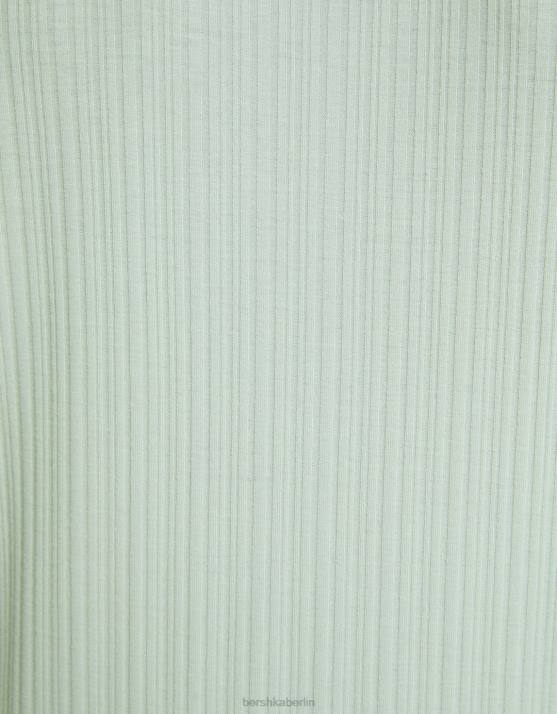 Grün Bershka Männer Geripptes Kurzarm-T-Shirt mit Muskel-Passform H00J2734